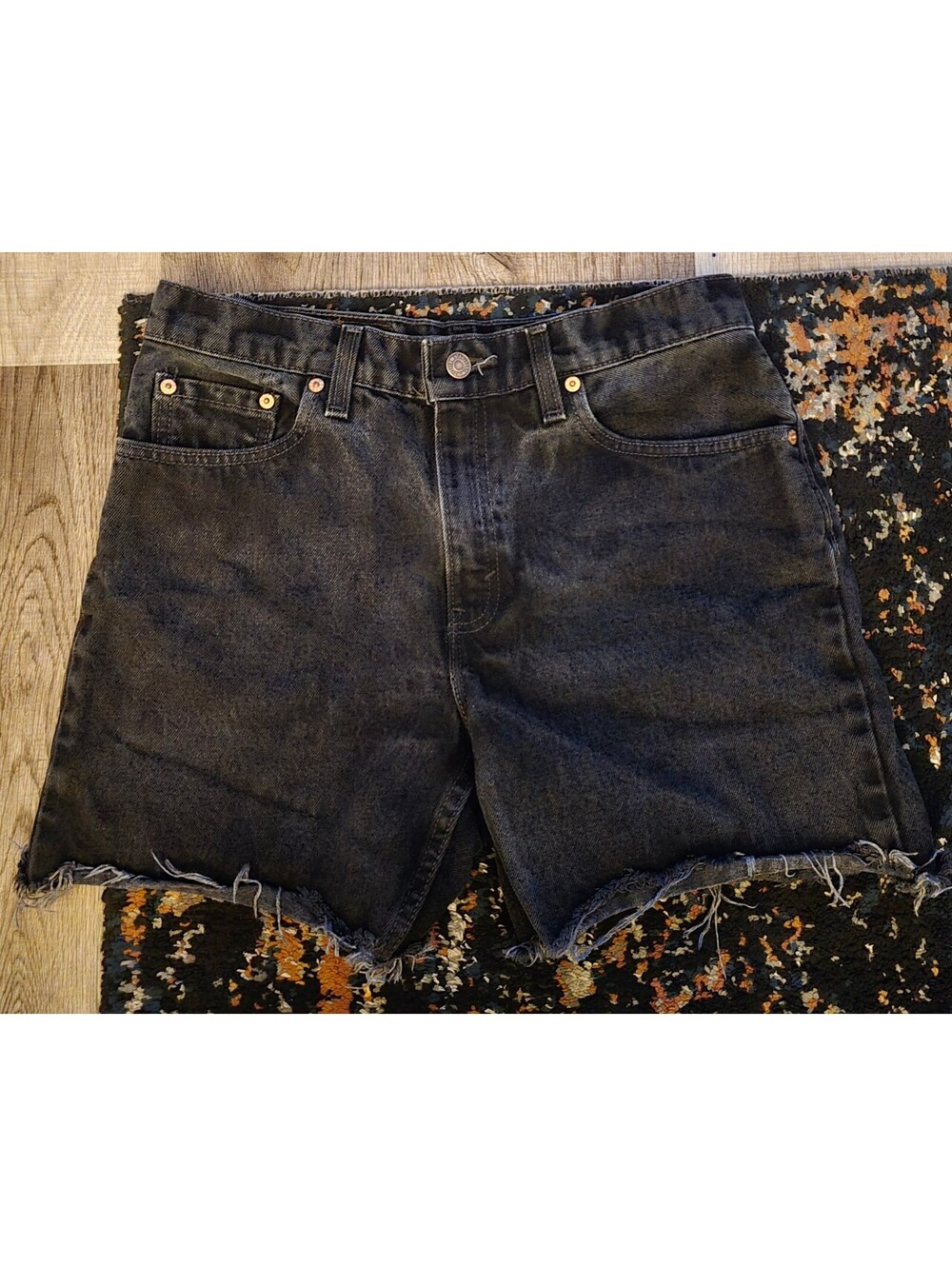 Vintage 90s Levi's 556 Black Acid Wash Cutoff Denim Shorts